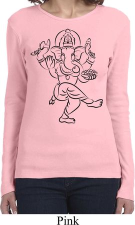 Ladies Yoga Tee Black Sketch Ganesha Long Sleeve