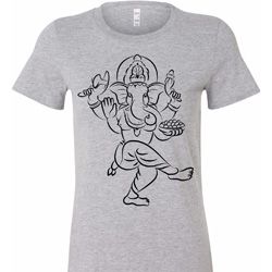 Ladies Yoga Tee Black Sketch Ganesha Longer Length Shirt