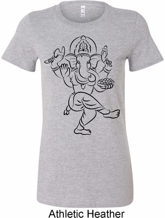 Ladies Yoga Tee Black Sketch Ganesha Longer Length Shirt