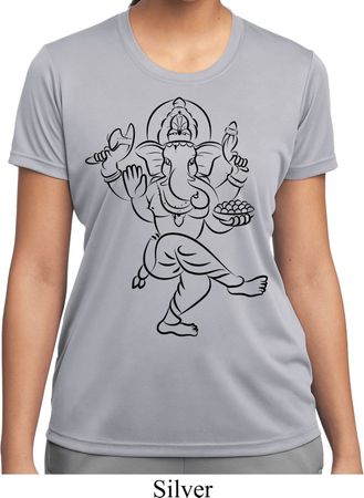 Ladies Yoga Tee Black Sketch Ganesha Moisture Wicking T-shirt