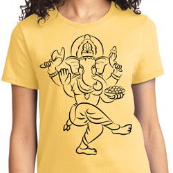 Ladies Yoga Tee Black Sketch Ganesha T-shirt
