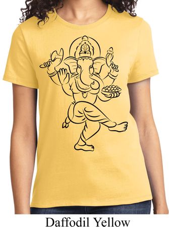 Ladies Yoga Tee Black Sketch Ganesha T-shirt