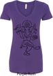 Ladies Yoga Tee Black Sketch Ganesha V-Neck Shirt