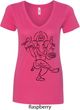 Ladies Yoga Tee Black Sketch Ganesha V-Neck Shirt