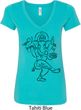 Ladies Yoga Tee Black Sketch Ganesha V-Neck Shirt