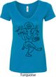 Ladies Yoga Tee Black Sketch Ganesha V-Neck Shirt
