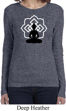 Ladies Yoga Tee Buddha Lotus Pose Long Sleeve