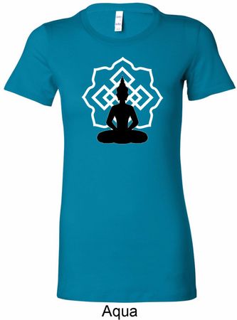 Ladies Yoga Tee Buddha Lotus Pose Longer Length Shirt