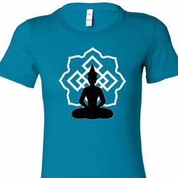 Ladies Yoga Tee Buddha Lotus Pose Longer Length Shirt