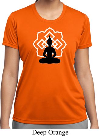 Ladies Yoga Tee Buddha Lotus Pose Moisture Wicking T-shirt