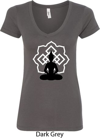 Ladies Yoga Tee Buddha Lotus Pose V-Neck