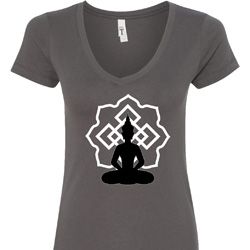 Ladies Yoga Tee Buddha Lotus Pose V-Neck