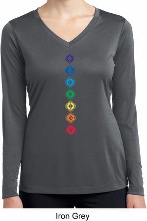 Ladies Yoga Tee Diamond Chakras Dry Wicking Long Sleeve