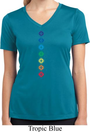 Ladies Yoga Tee Diamond Chakras Moisture Wicking V-neck