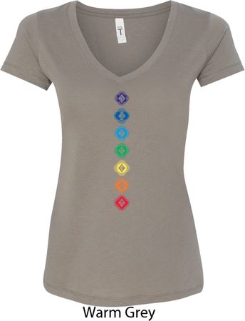 Ladies Yoga Tee Diamond Chakras V-Neck Shirt