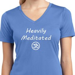Ladies Yoga Tee Heavily Meditated with OM Moisture Wicking V-neck