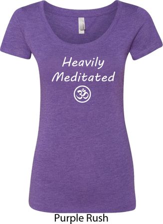 Ladies Yoga Tee Heavily Meditated with OM Scoop Neck