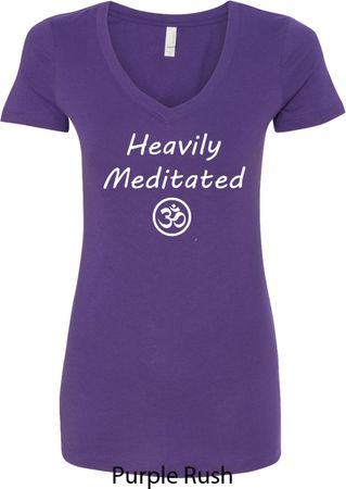 Ladies Yoga Tee Heavily Meditated with OM V-Neck