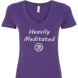 Ladies Yoga Tee Heavily Meditated with OM V-Neck