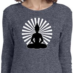 Ladies Yoga Tee Meditating Buddha Long Sleeve Ladies Yoga Tee Meditating Buddha Long Sleeve