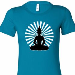 Ladies Yoga Tee Meditating Buddha Longer Length Shirt Ladies Yoga Tee Meditating Buddha Longer Length Shirt