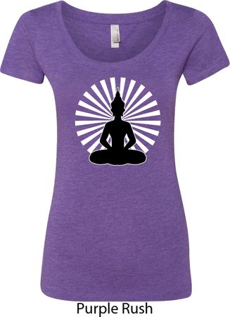 Ladies Yoga Tee Meditating Buddha Scoop Neck
