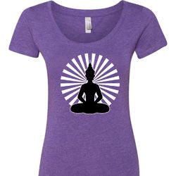 Ladies Yoga Tee Meditating Buddha Scoop Neck Ladies Yoga Tee Meditating Buddha Scoop Neck