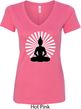 Ladies Yoga Tee Meditating Buddha V-neck Shirt