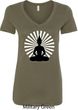 Ladies Yoga Tee Meditating Buddha V-neck Shirt