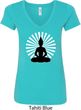 Ladies Yoga Tee Meditating Buddha V-neck Shirt