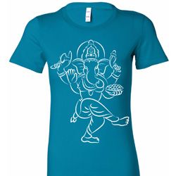 Ladies Yoga Tee Sketch Ganesha White Print Longer Length Shirt