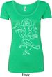 Ladies Yoga Tee Sketch Ganesha White Print Scoop Neck