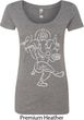 Ladies Yoga Tee Sketch Ganesha White Print Scoop Neck