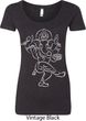 Ladies Yoga Tee Sketch Ganesha White Print Scoop Neck