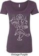 Ladies Yoga Tee Sketch Ganesha White Print Scoop Neck
