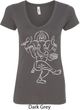Ladies Yoga Tee Sketch Ganesha White Print V-neck Shirt