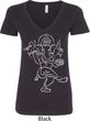 Ladies Yoga Tee Sketch Ganesha White Print V-neck Shirt