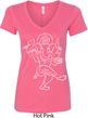 Ladies Yoga Tee Sketch Ganesha White Print V-neck Shirt