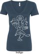 Ladies Yoga Tee Sketch Ganesha White Print V-neck Shirt