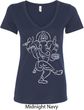 Ladies Yoga Tee Sketch Ganesha White Print V-neck Shirt