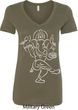 Ladies Yoga Tee Sketch Ganesha White Print V-neck Shirt