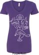 Ladies Yoga Tee Sketch Ganesha White Print V-neck Shirt