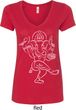 Ladies Yoga Tee Sketch Ganesha White Print V-neck Shirt