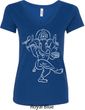 Ladies Yoga Tee Sketch Ganesha White Print V-neck Shirt