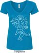 Ladies Yoga Tee Sketch Ganesha White Print V-neck Shirt
