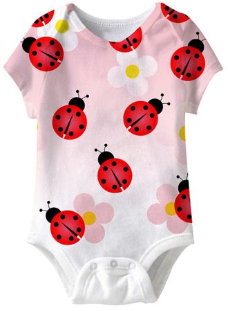 Ladybug Funny Baby Romper White Infant Babies Creeper