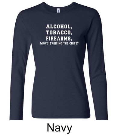 Law Enforcement Shirt Alcohol Tobacco Firearms Ladies Long Sleeve Tee