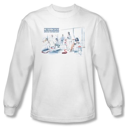 Law & Order: SVU Shirt Dominos Long Sleeve White Tee T-Shirt