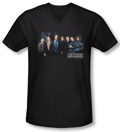 Law & Order: SVU Shirt Slim Fit V Neck Cast Black Tee T-Shirt