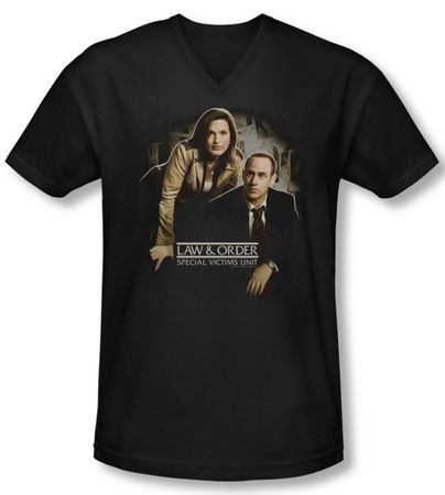 Law & Order: SVU Shirt Slim Fit V Neck Helping Victims Black Tee T-Shirt